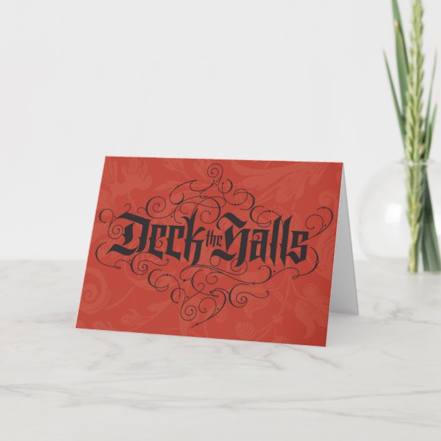 Victorian DECK THE HALLS Calligraphy Christmas Holiday Card (Front)