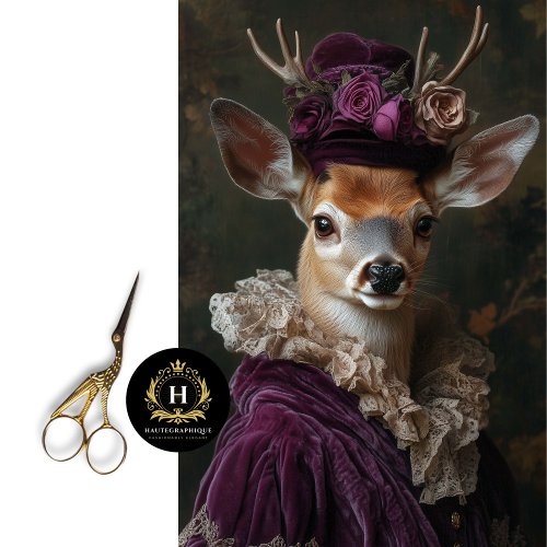 Victorian Deer Portrait Decoupage Tissue Paper