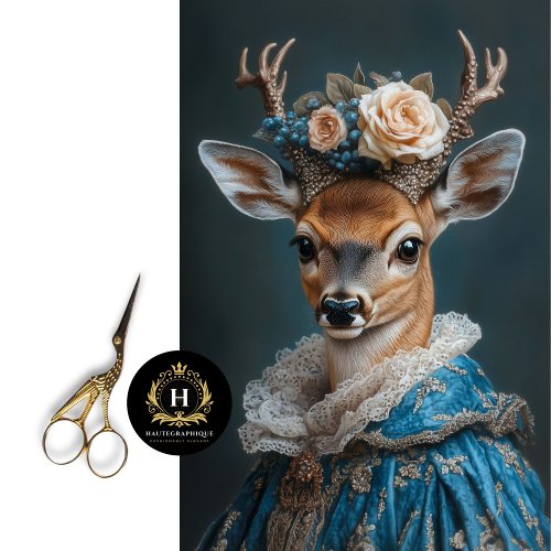 Victorian Deer Portrait Decoupage Tissue Paper