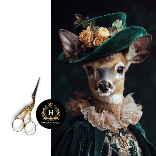 Victorian Deer Portrait Decoupage Tissue Paper