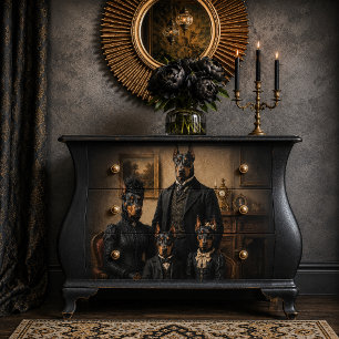 Victorian Doberman Family Portrait Elegant Dog W Poster