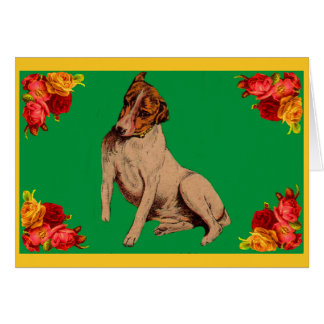 Victorian dog and flowers cards