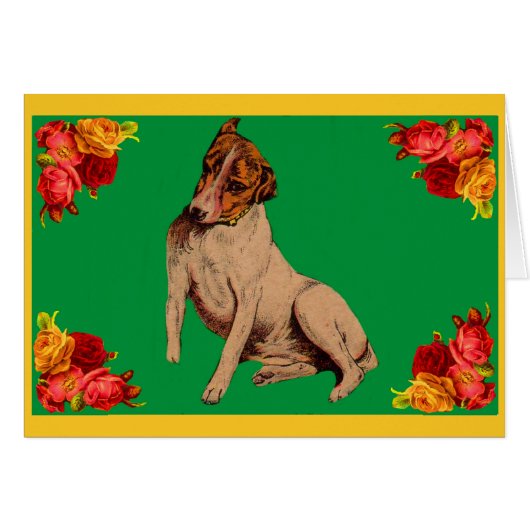 Victorian dog and flowers cards (Front Horizontal)