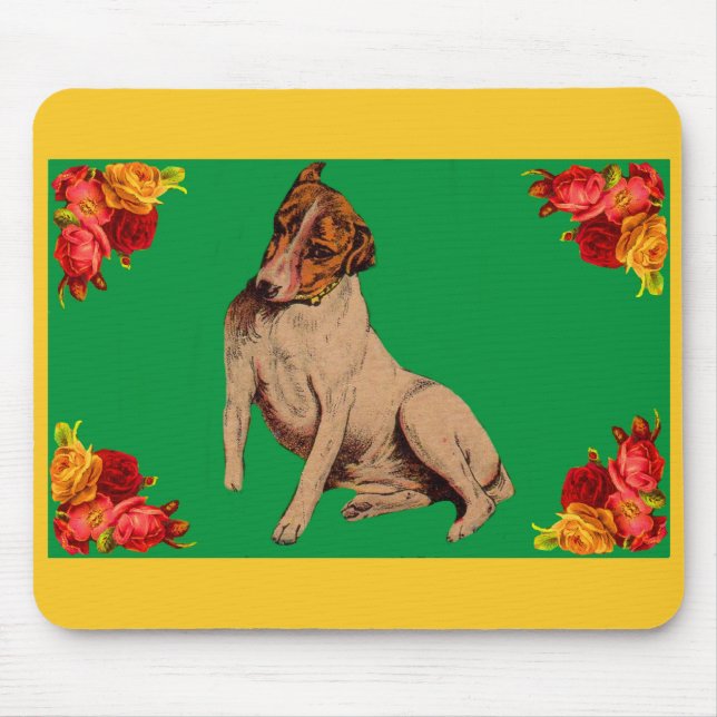 Victorian dog and flowers mouse pad (Front)