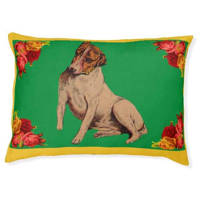 Victorian dog and flowers pet bed (Front)