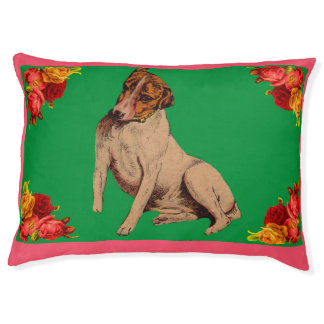 Victorian dog and flowers pet bed