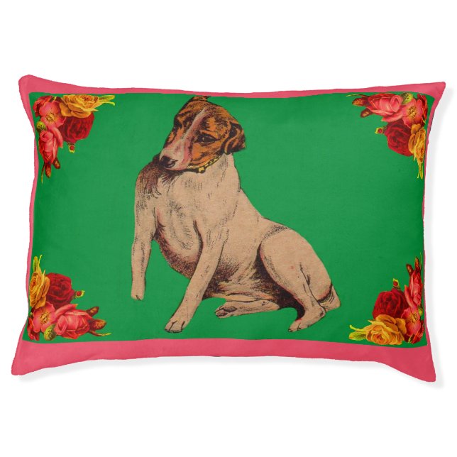 Victorian dog and flowers pet bed (Front)