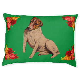 Victorian dog and flowers pet bed