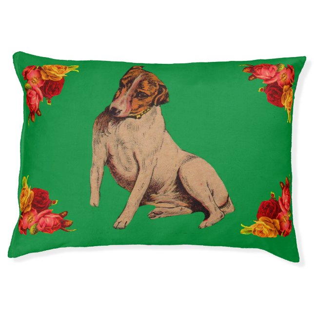 Victorian dog and flowers pet bed (Front)