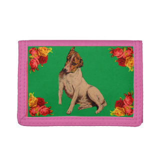 Victorian dog and flowers trifold wallet