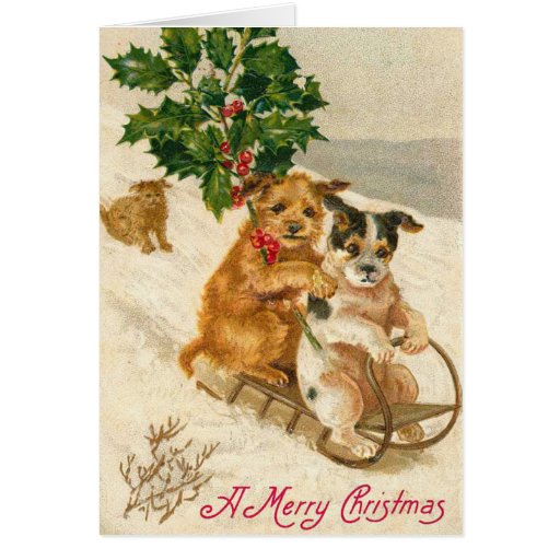 Victorian Dog Christmas Card | Zazzle