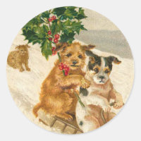 Victorian Dog Christmas sticker