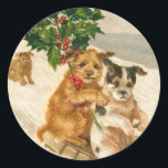 Victorian Dog Christmas sticker<br><div class="desc">Perfect Victorian sticker for your Christmas cards. Close your envelopes with a bit of Holiday Cheer with these delightful Christmas seals.</div>
