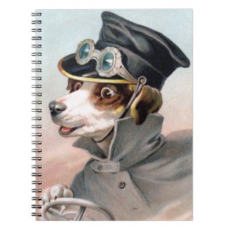 Victorian dog driving car notebook