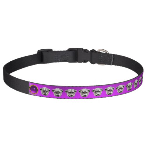 VICTORIAN DOG PORTRAITS  BULLDOG Purple Amethyst Pet Collar