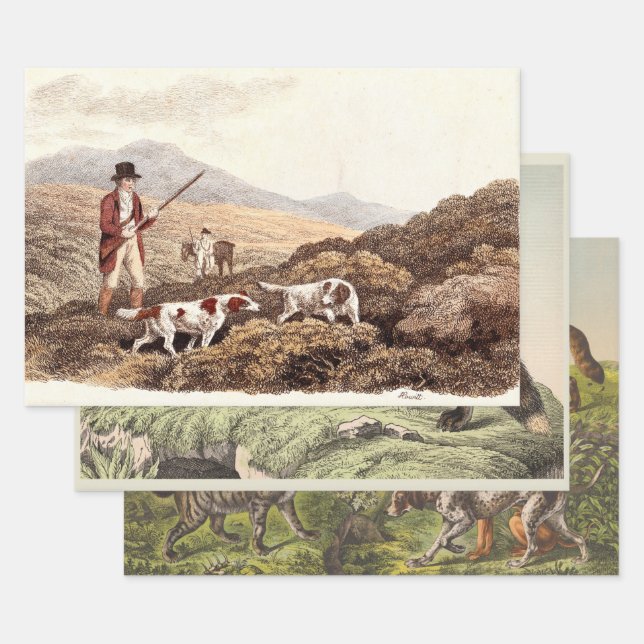 Victorian Dog Prints Wrapping Paper Sheets (Set)