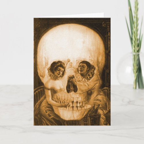 Victorian Double Image Partiers in a Skull Card