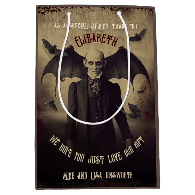 Victorian Dracula Gothic Halloween Medium Gift Bag (Front)