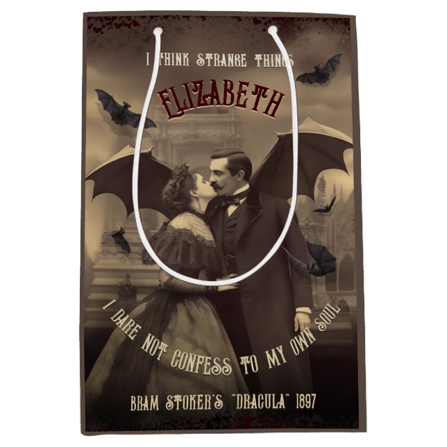 Victorian Dracula Passionate Embrace Gothic Horror Medium Gift Bag (Front)