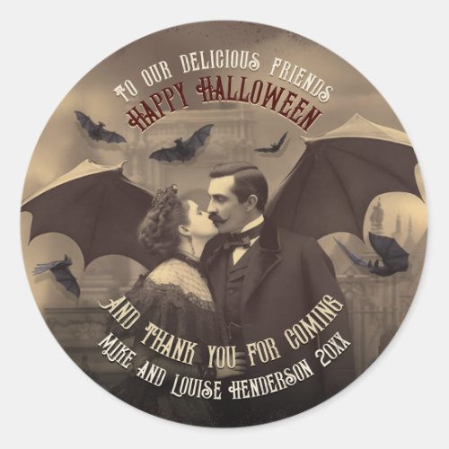 Victorian Dracula Romantic Kiss Gothic Party Favor Classic Round Sticker