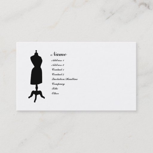Customizable Victorian Dress Form Silhouette Business Card Templates