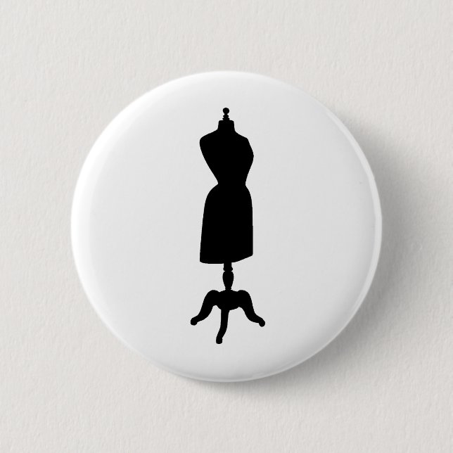 Victorian Dress Form Silhouette Pinback Button (Front)