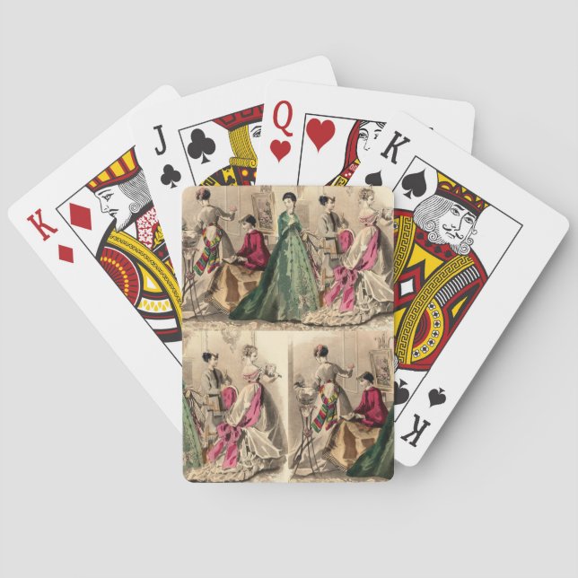 Victorian Dress With Pink Bow Bicycle Playing Card (Back)