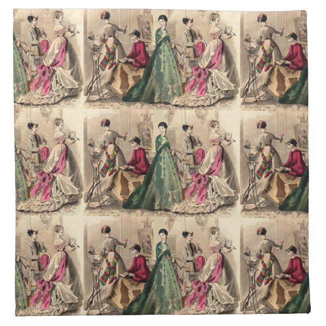 Victorian Dress With Pink Bow Napkin (Front)