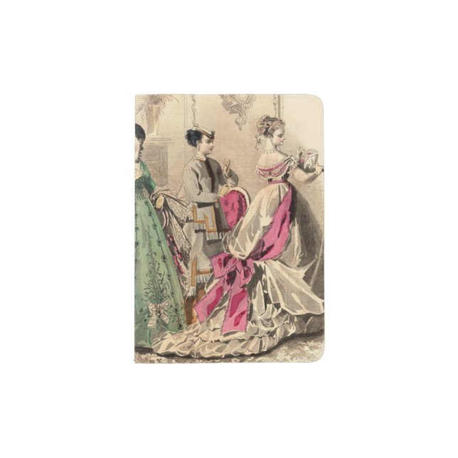 Victorian Dress With Pink Bow Passport Holder (Front)