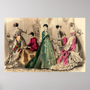 Victorian Dress With Pink Bow Poster