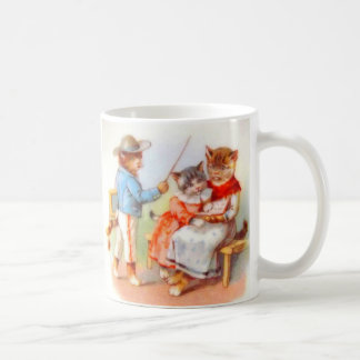 Victorian dressed kitty cats family coffee mug