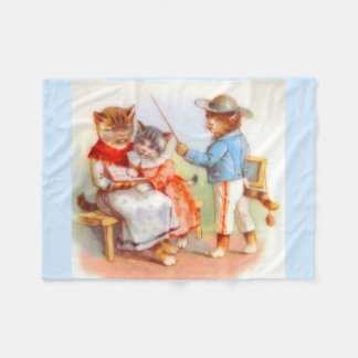 Victorian dressed kitty cats family fleece blanket