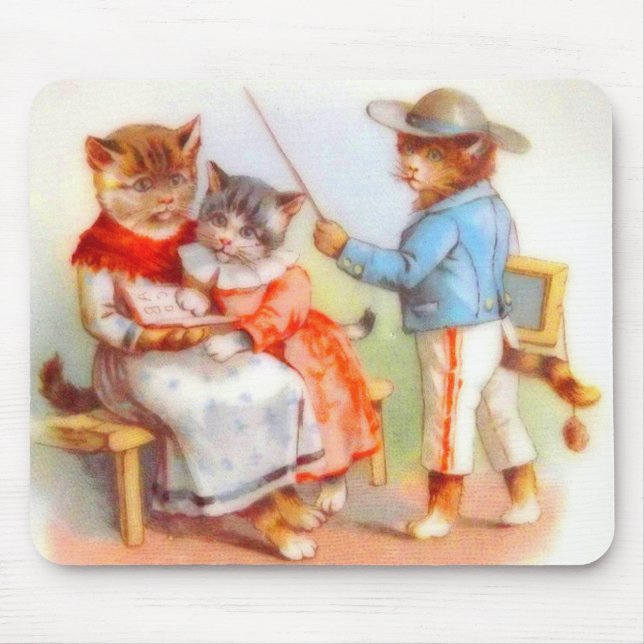 Victorian dressed kitty cats family mouse pad (Front)