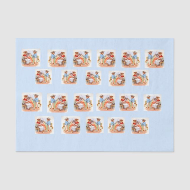 Victorian dressed kitty cats family tissue paper (Front)