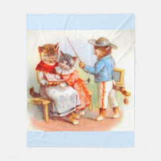Victorian dressed kitty cats fleece blanket