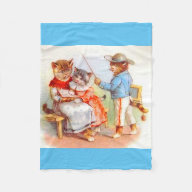Victorian dressed kitty cats fleece blanket (Front)
