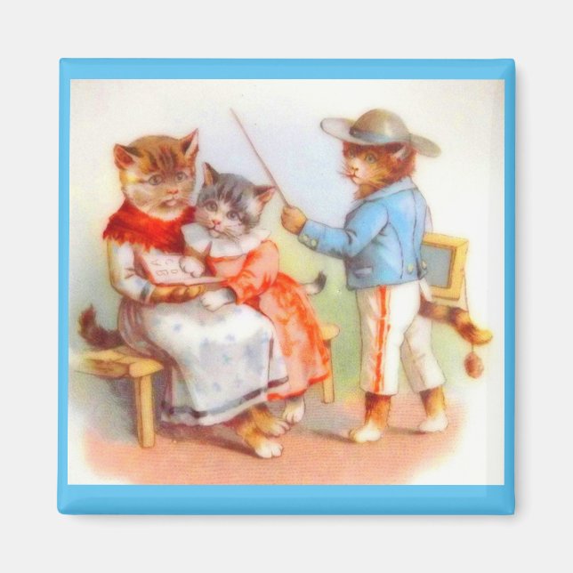 Victorian dressed kitty cats magnet (Front)