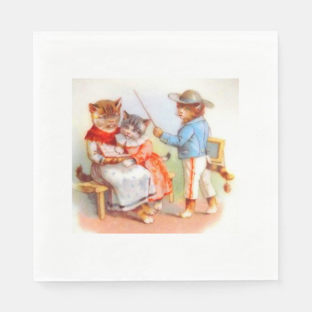 Victorian dressed kitty cats paper napkins (Front)