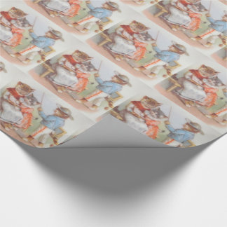 Victorian dressed kitty cats wrapping paper