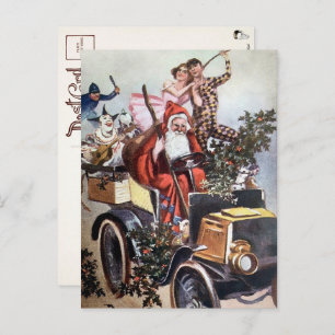 Victorian Driving Santa Postcard
