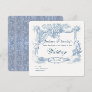 Victorian Dusty Blue Baroque Crest Invitation