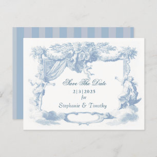 Victorian Dusty Blue Baroque Crest Invitation Postcard