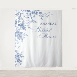 Victorian Dusty Blue Floral Bridal Shower Backdrop