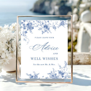 Victorian Dusty Blue French Garden Advice & Wishes Poster