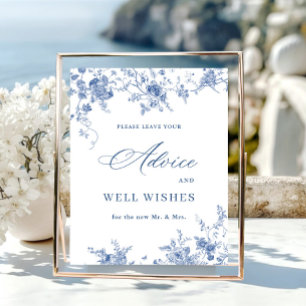 Victorian Dusty Blue French Garden Advice & Wishes Poster