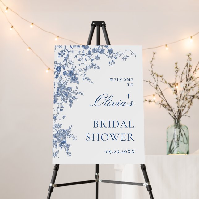 Victorian Dusty Blue French Garden Bridal Shower Foam Board (In Situ (Stand))