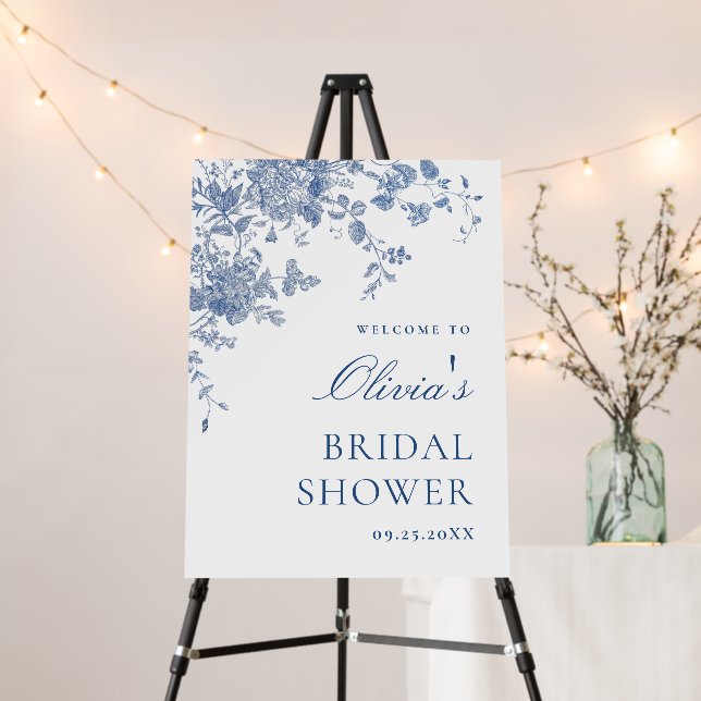 Victorian Dusty Blue French Garden Bridal Shower Foam Board (In Situ (Stand))