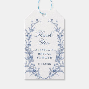 Victorian Dusty Blue French Garden Bridal Shower Gift Tags