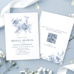 Victorian Dusty Blue French Garden BRIDAL SHOWER Invitation