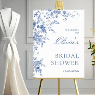 Victorian Dusty Blue French Garden Bridal Shower Poster